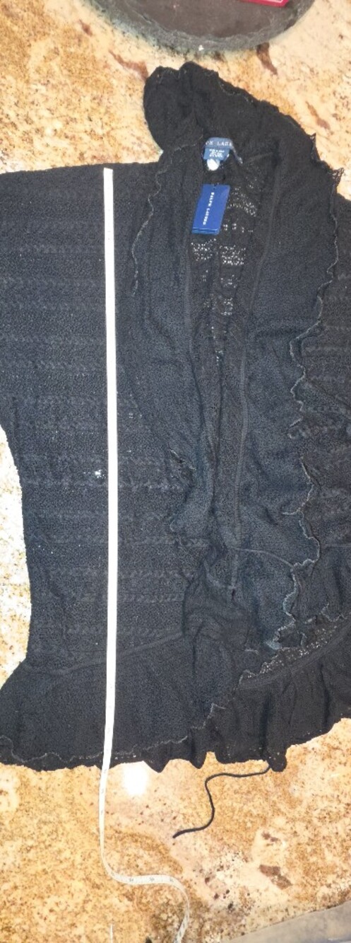 Ralph Lauren Black Ruffle-Trim Open Cardigan Small - Picture 10 of 11